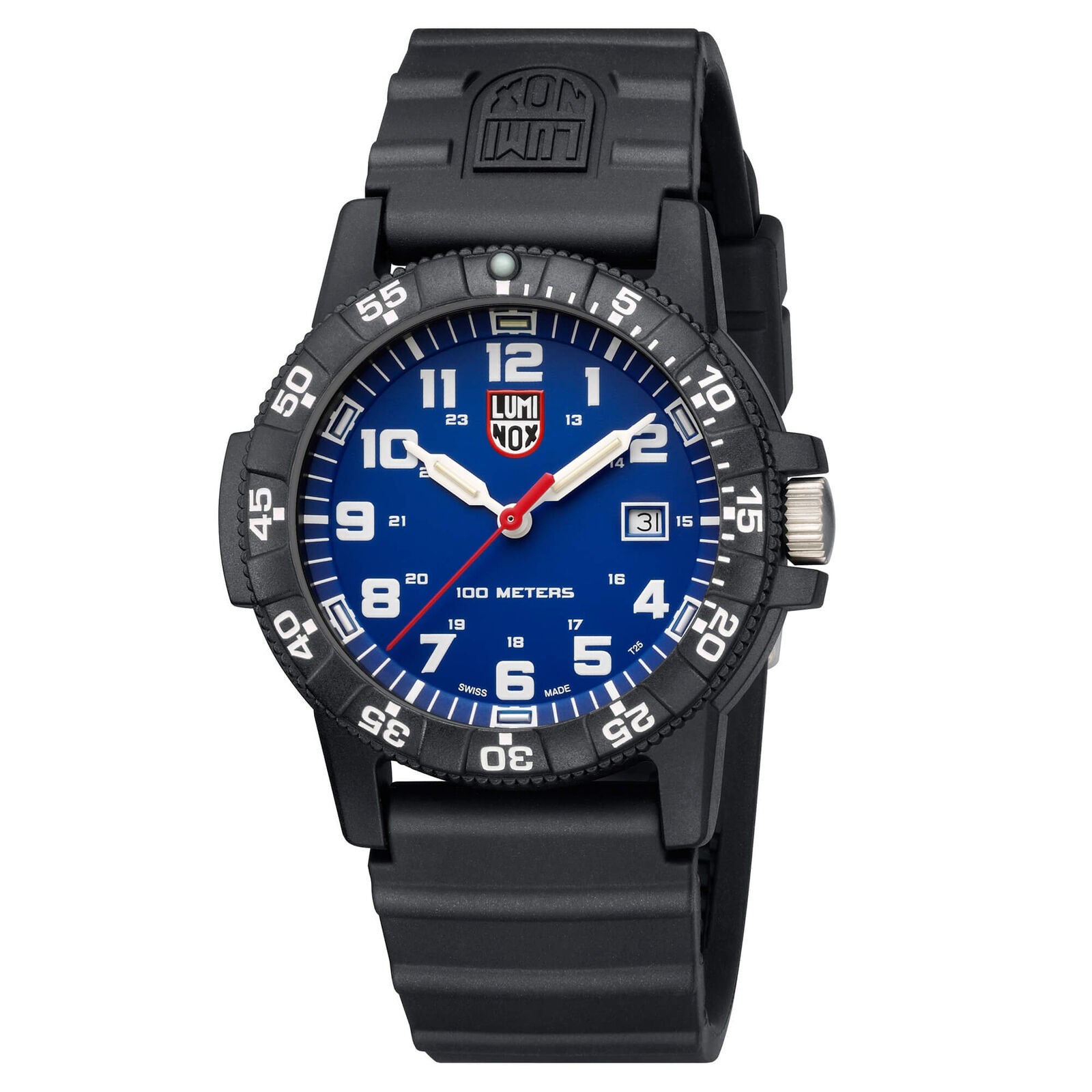 Luminox Men'S Watch Blue Dial round Quartz Black Silicone Rubber Strap 0323