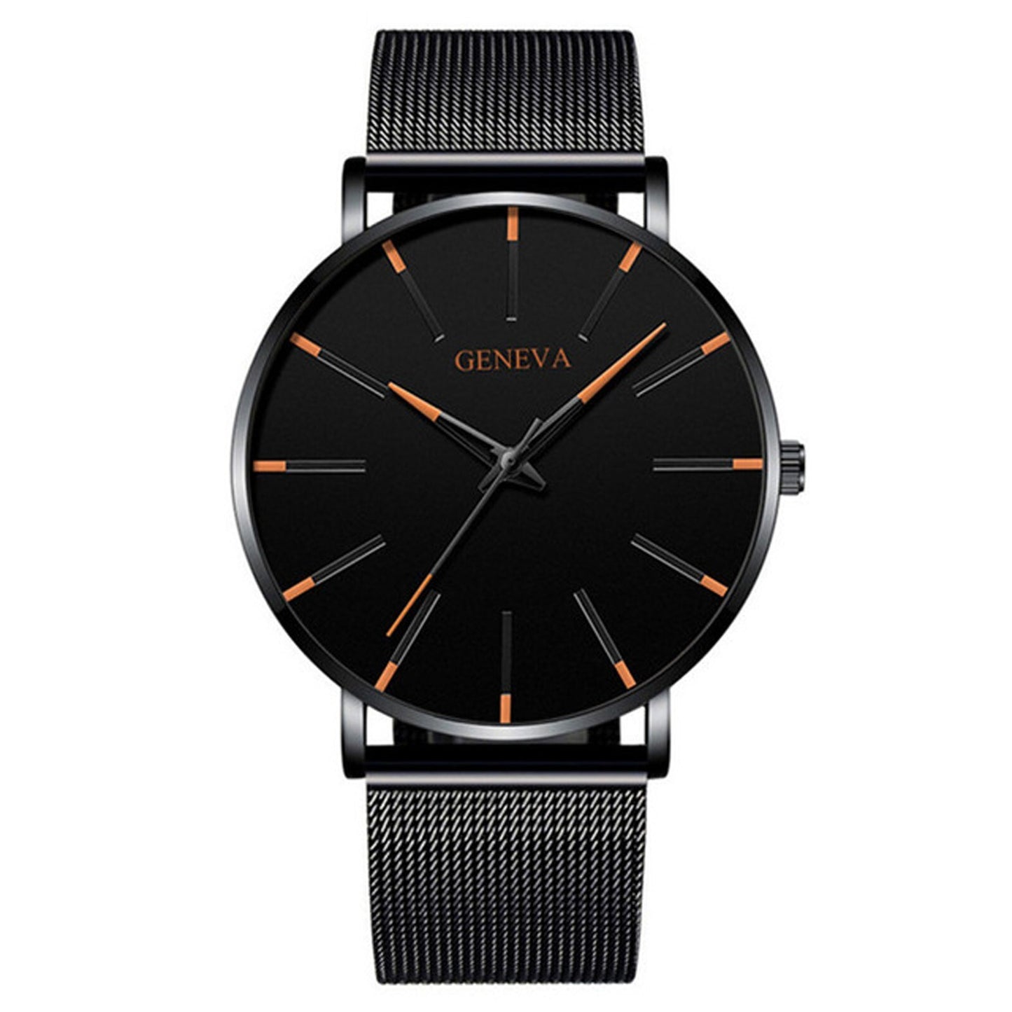 Men'S Fashion Ultra Thin Watches Business Stainless Steel Mesh Quartz Watch