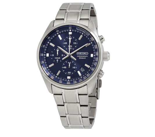Seiko Men'S Chronograph Quartz Blue Dial Watch - SSB377P1 NEW