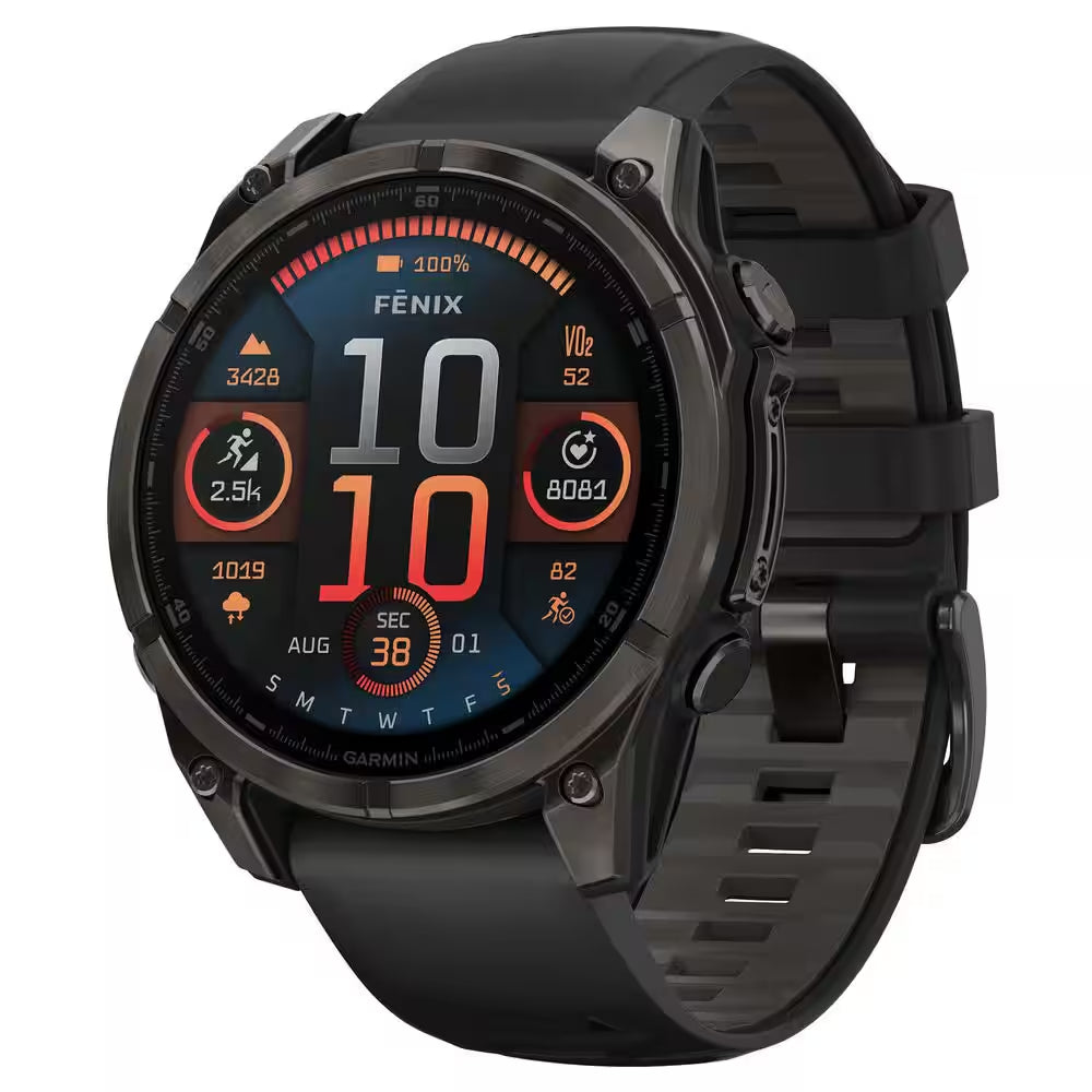 Fenix 8 AMOLED Multisport 47-Mm GPS Watch with Silicone Band 1.85 X .54 in Black