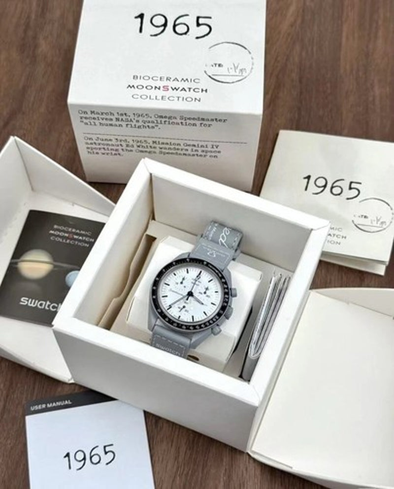 Swatch X OMEGA BIOCERAMIC Moonswatch 1965 Gray/White SO33M106 A1