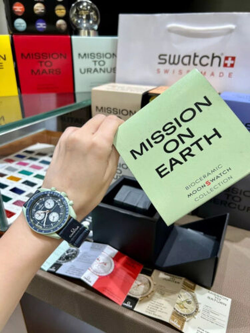 Swatch X Omega Bioceramic Moonswatch Mission to Earth Watch - with Box A31