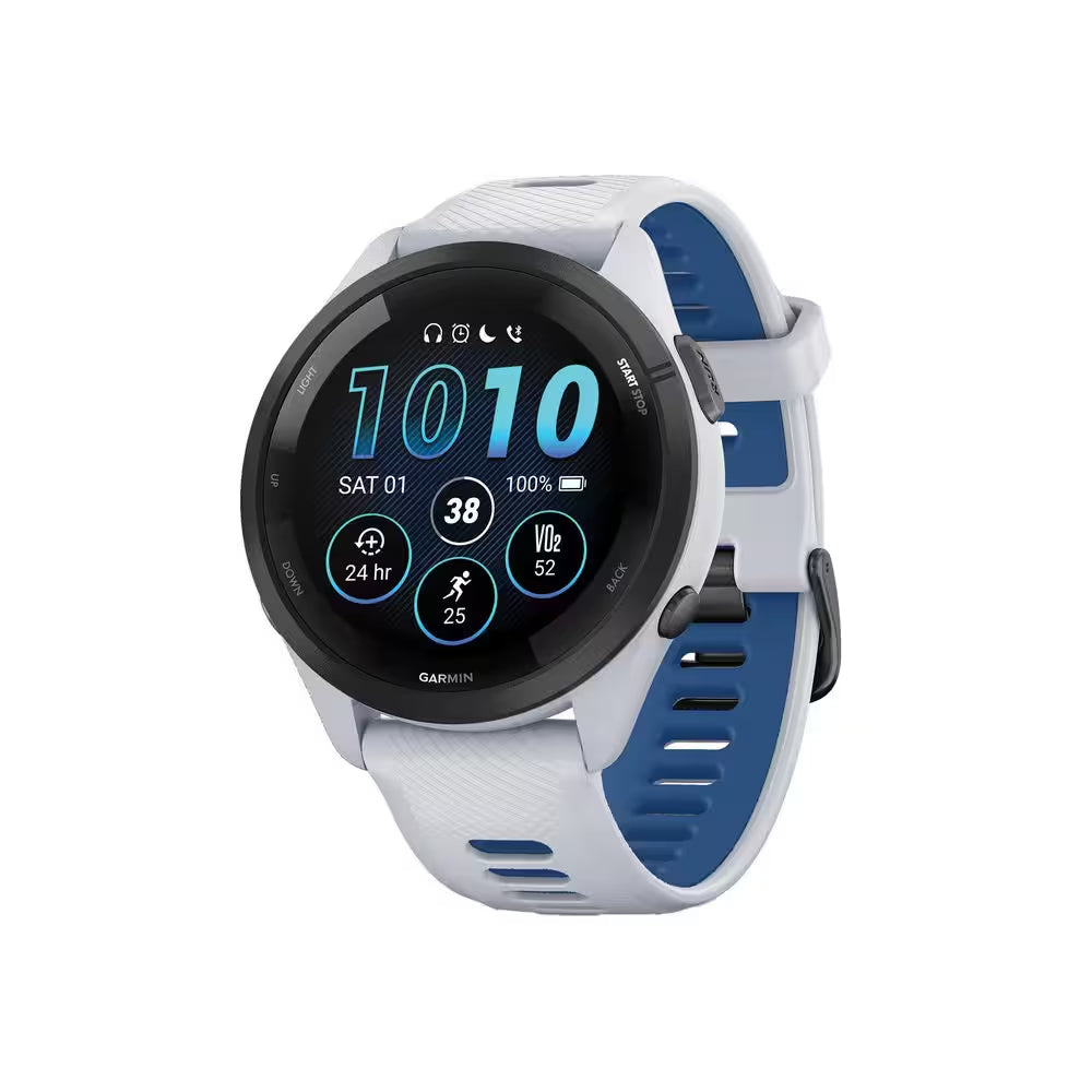 Forerunner 265 Running Smartwatch with Black Bezel 1.81 X .51 in White