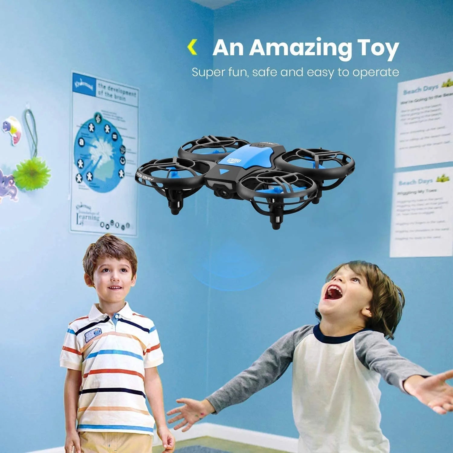 Drone Mini with 720P HD Camera for Adults and Children FPV Real-Time Video, 3 Modular Batteries Blue