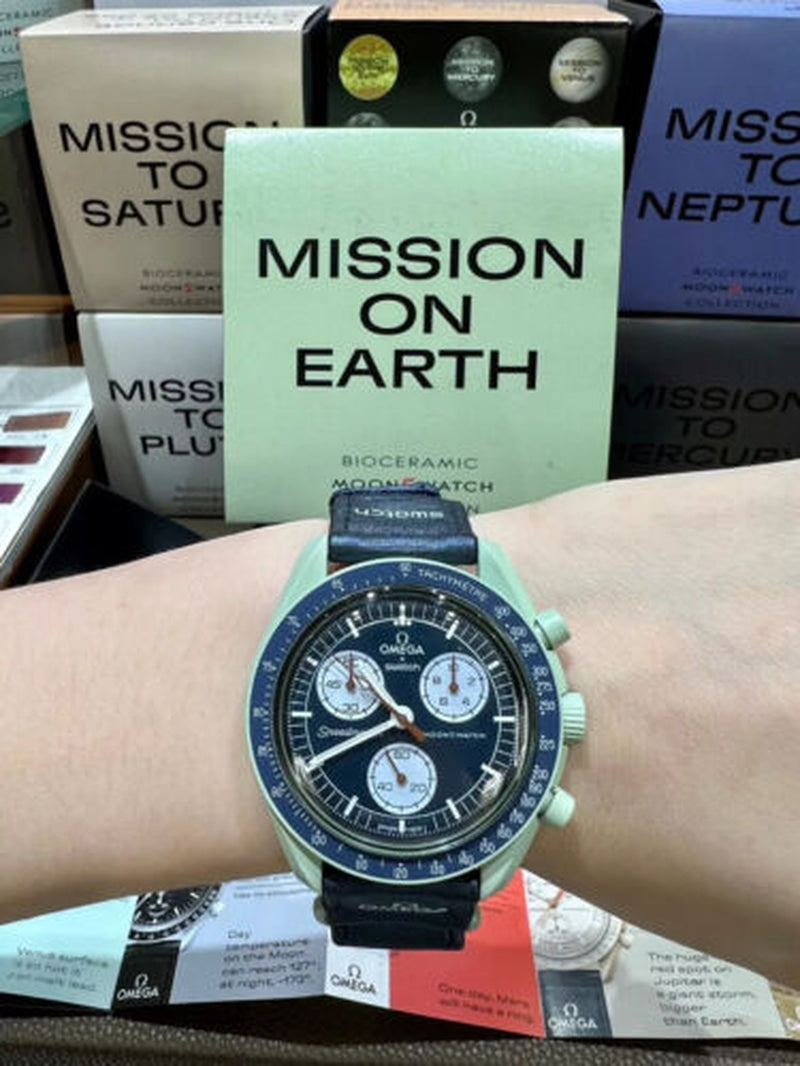Swatch X Omega Bioceramic Moonswatch Mission to Earth Watch - with Box A31
