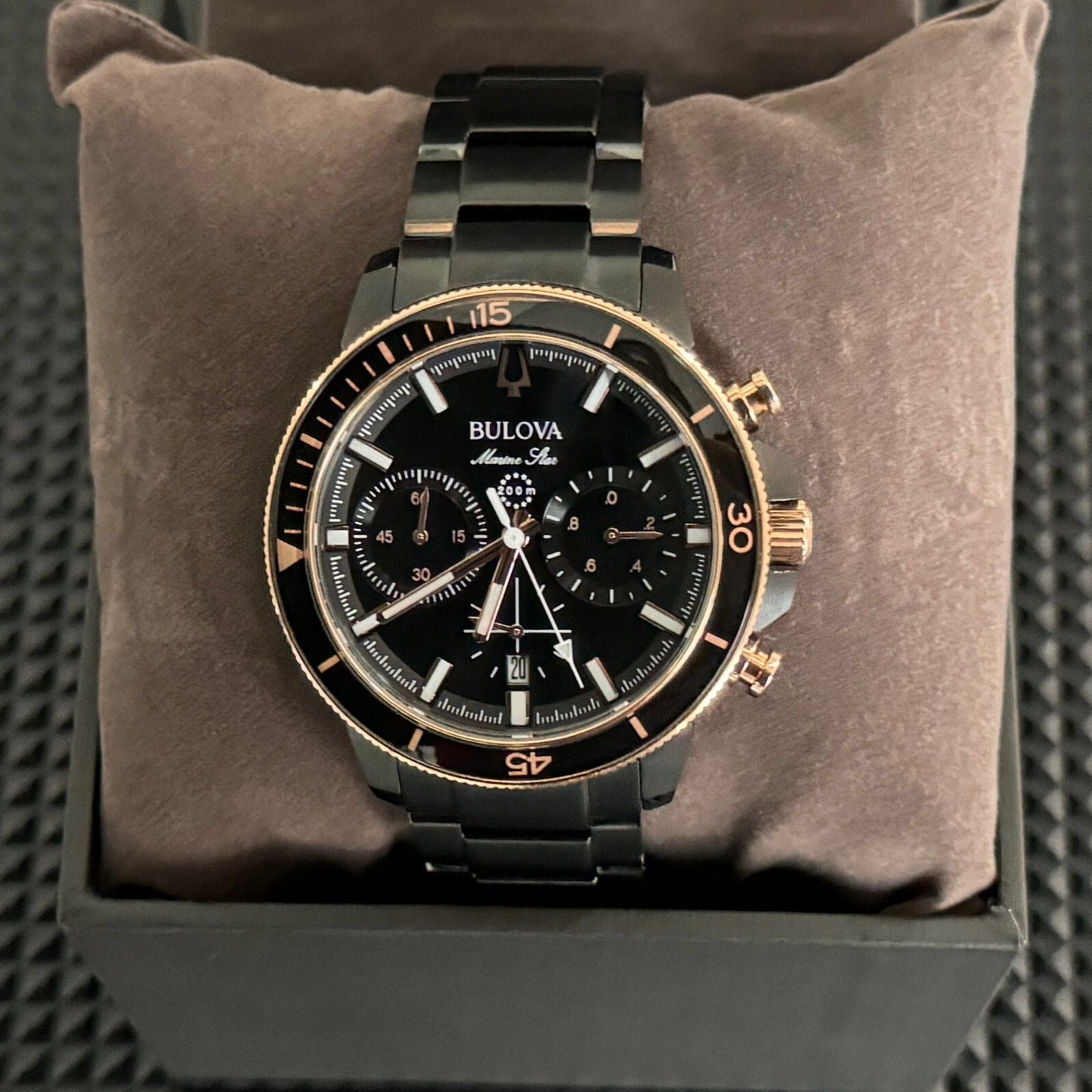 Bulova - Marine Star Black Dial Men'S Quartz Watch NEW with TAGS (98B302)