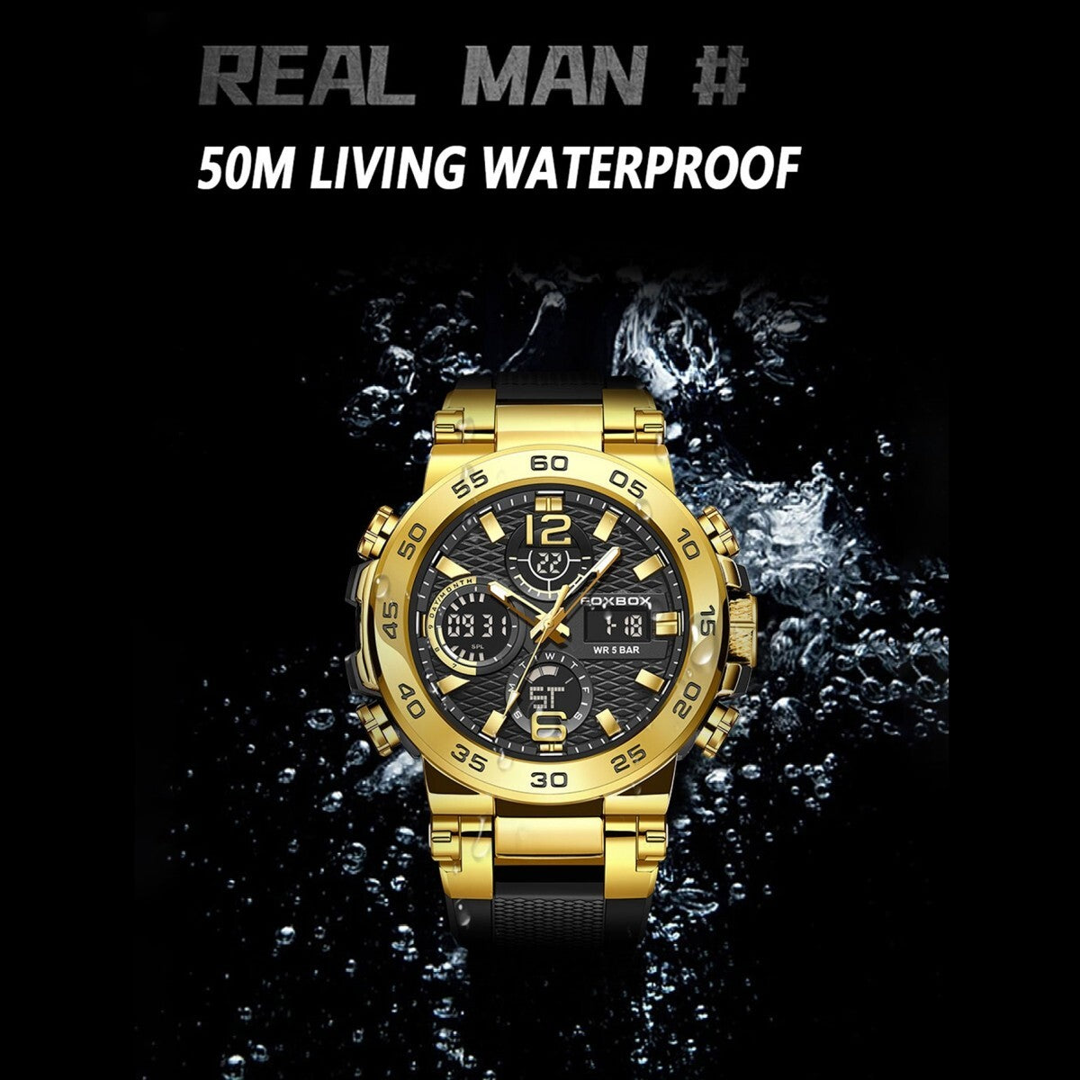 Men'S Diver Sport Wristwatch Digital Analog Quartz LED Waterproof Luxury Watches