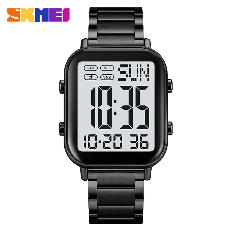 SKMEI Men Watch Rectangle Digital Wristwatch Full Steel Electronic Digital Watch