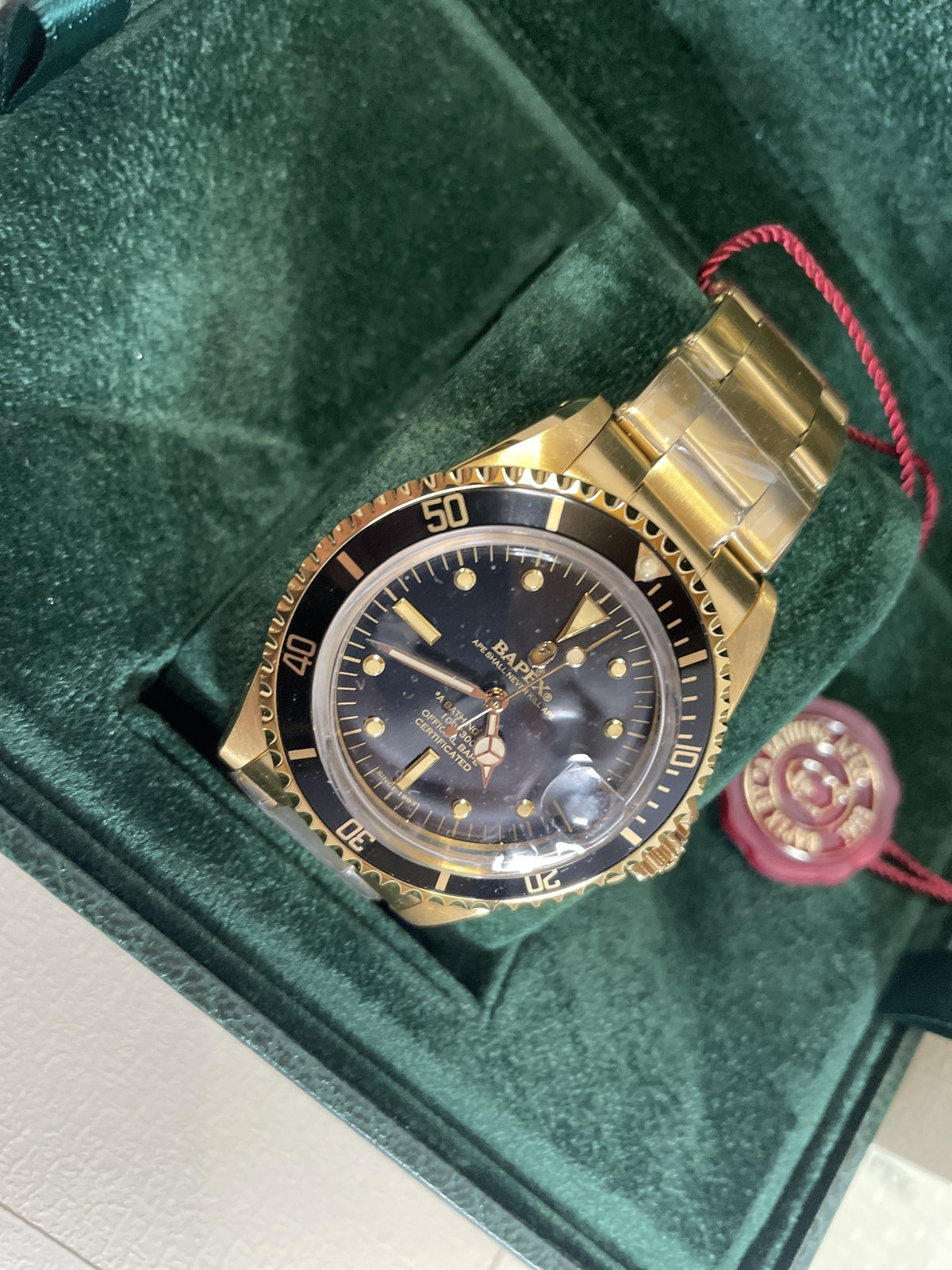 A BATHING APE CLASSIC TYPE 1 BAPEX Black Gold Men'S Watch Stainless Steel JP