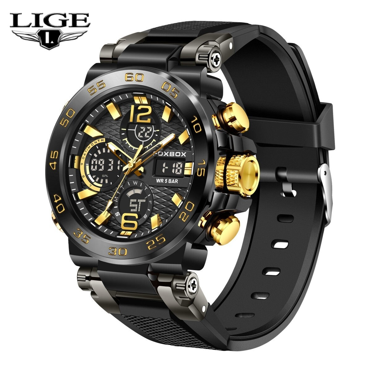 Men'S Diver Sport Wristwatch Digital Analog Quartz LED Waterproof Luxury Watches