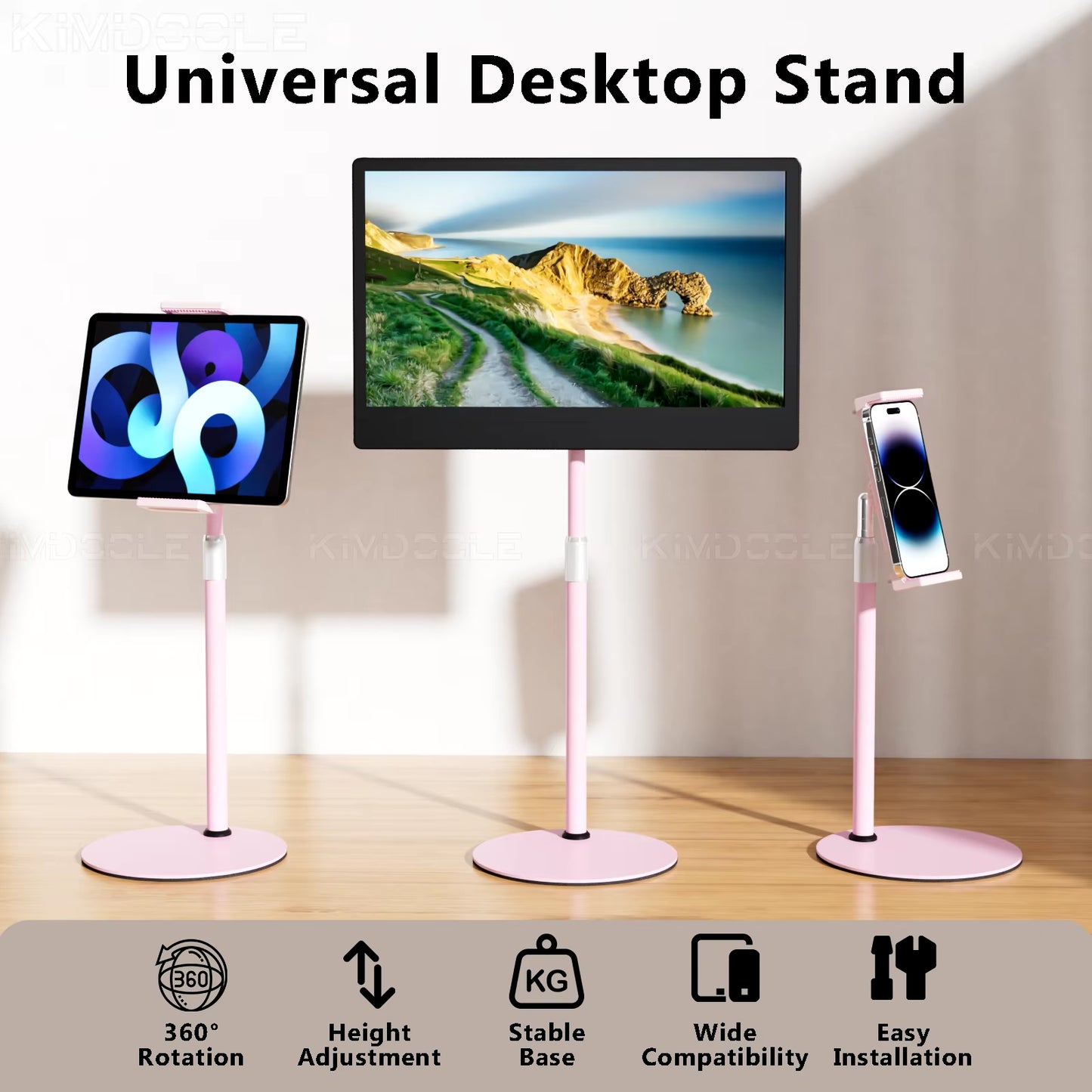 Portable Monitor Stand Height Adjustable Vesa Monitor Tablet Stand Free Standing Low Profile Desk Mount Monitor Support