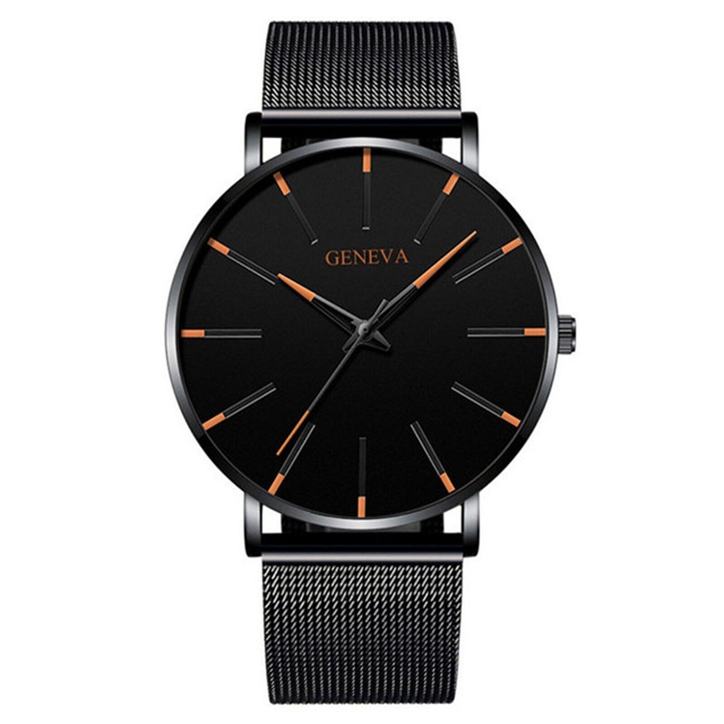 Men'S Fashion Ultra Thin Watches Business Stainless Steel Mesh Quartz Watch
