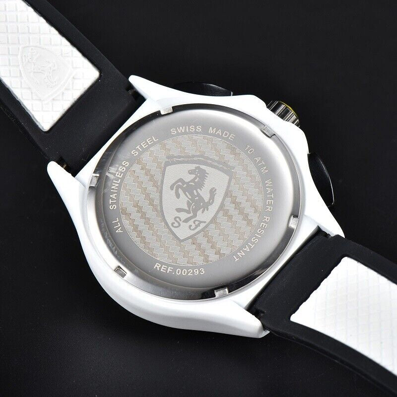 New Men'S Watch Formula Scuderia Ferrari 44Mm Chronograph Silicone Wristwatch