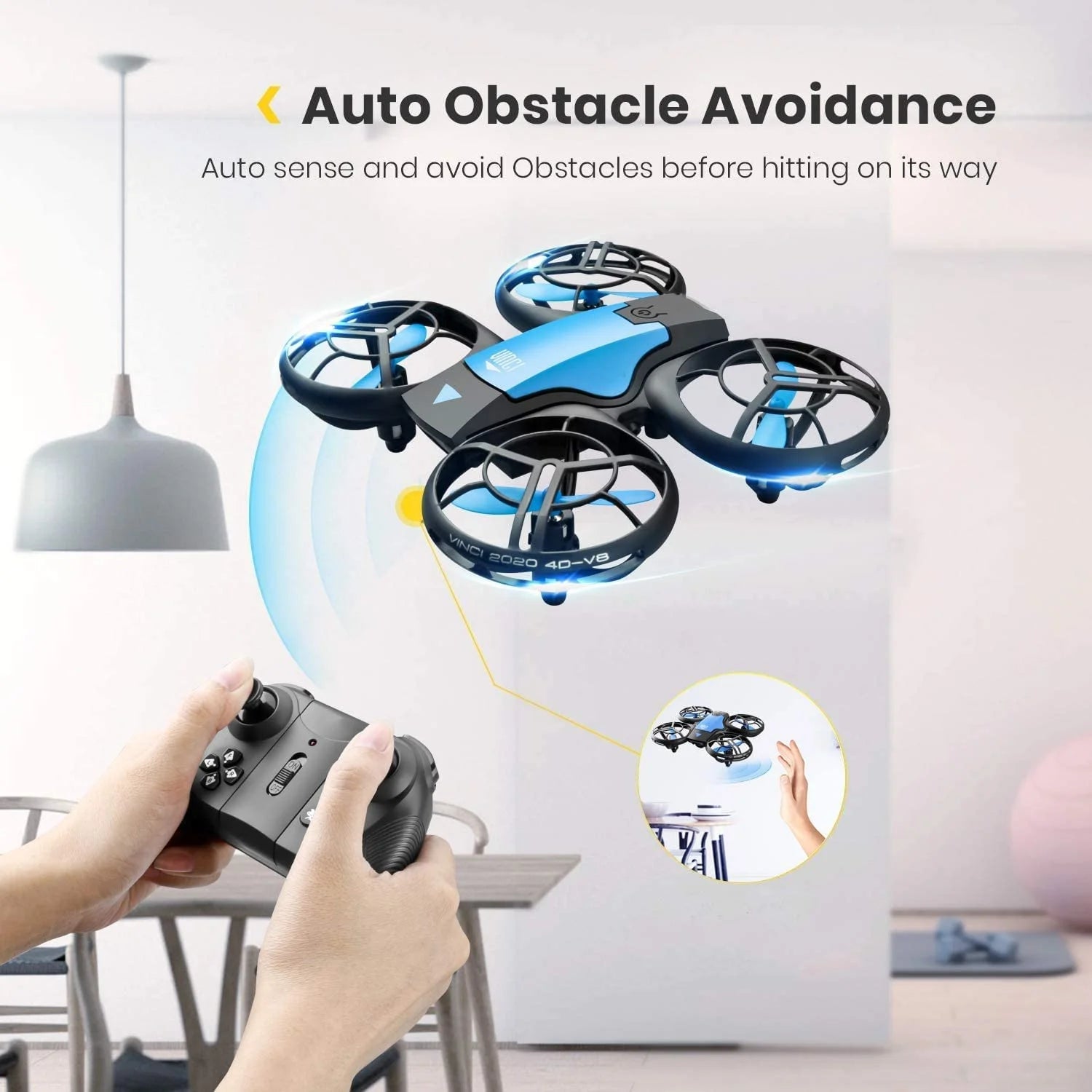 Drone Mini with 720P HD Camera for Adults and Children FPV Real-Time Video, 3 Modular Batteries Blue