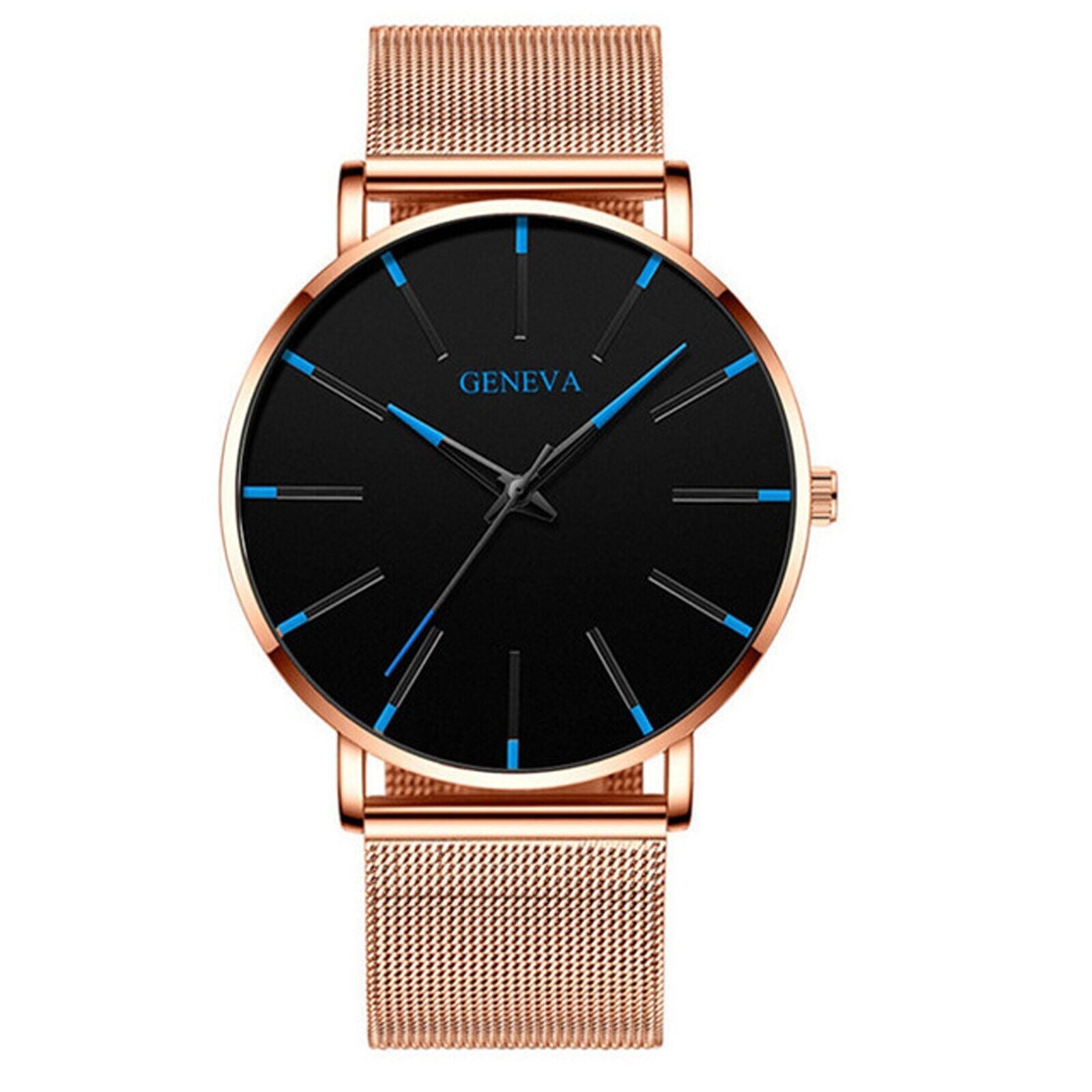 Men'S Fashion Ultra Thin Watches Business Stainless Steel Mesh Quartz Watch