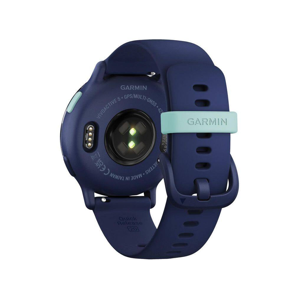 Vivoactive 5 Fitness-Tracking Smartwatch with Aluminum Bezel and Silicone Band 1.7 X .43 in Navy Blue