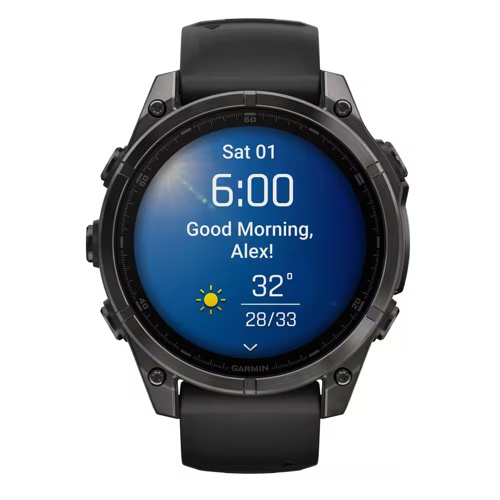 Fenix 8 AMOLED Multisport 47-Mm GPS Watch with Silicone Band 1.85 X .54 in Black