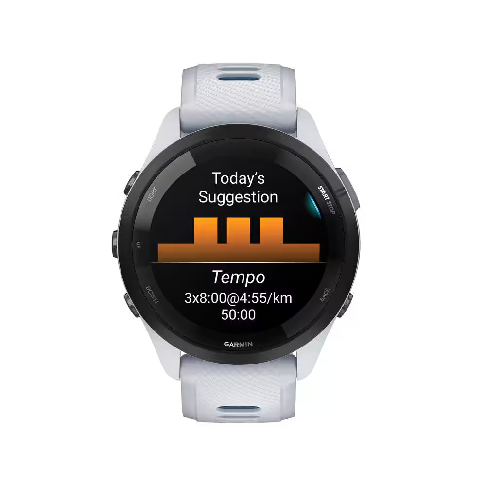 Forerunner 265 Running Smartwatch with Black Bezel 1.81 X .51 in White