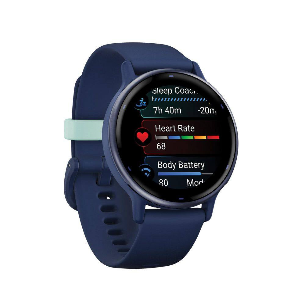Vivoactive 5 Fitness-Tracking Smartwatch with Aluminum Bezel and Silicone Band 1.7 X .43 in Navy Blue