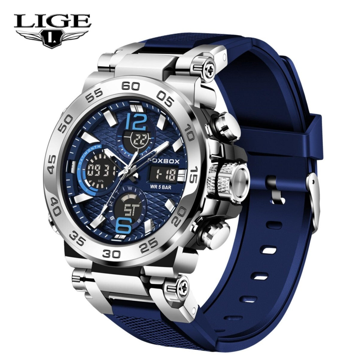 Men'S Diver Sport Wristwatch Digital Analog Quartz LED Waterproof Luxury Watches