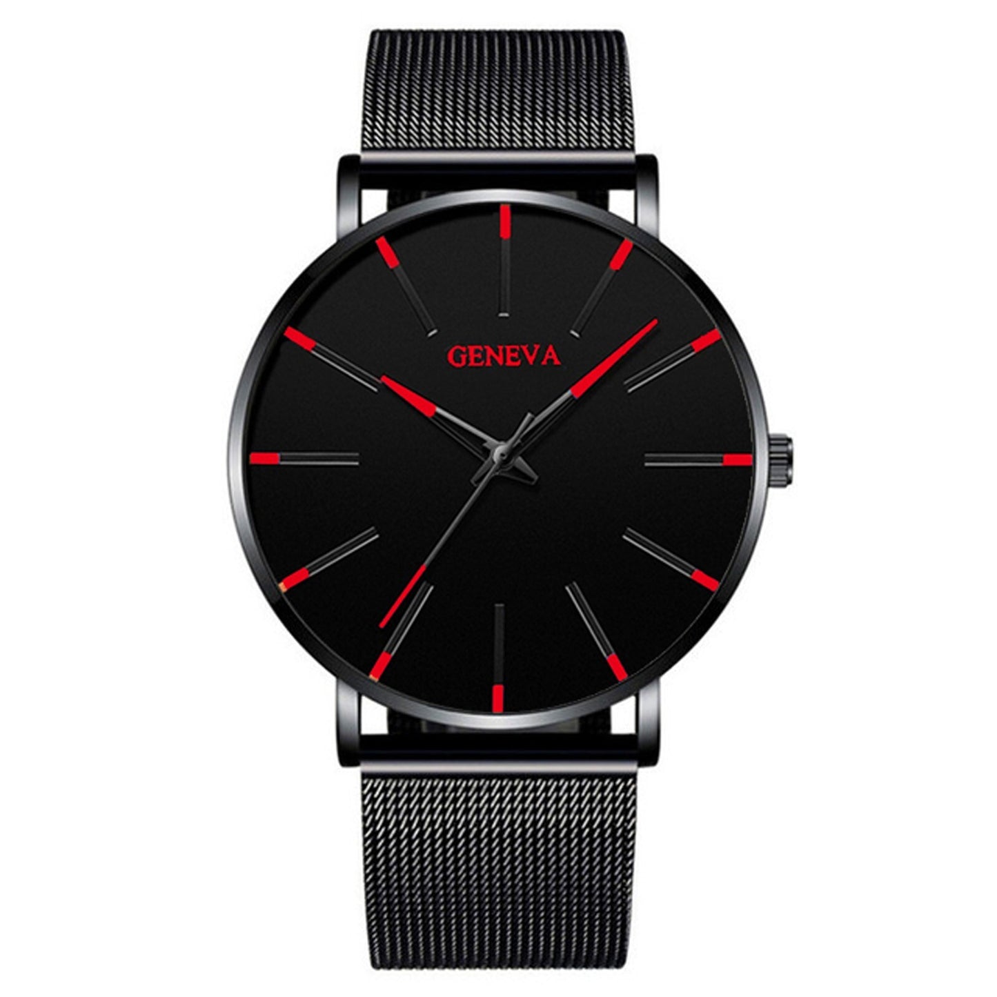 Men'S Fashion Ultra Thin Watches Business Stainless Steel Mesh Quartz Watch