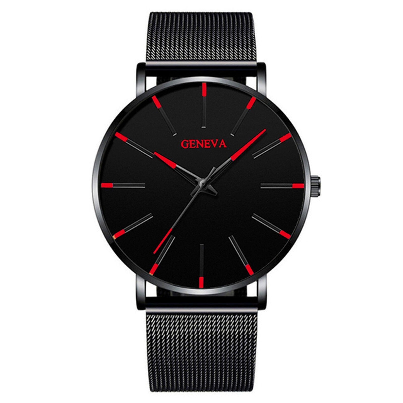 Men'S Fashion Ultra Thin Watches Business Stainless Steel Mesh Quartz Watch