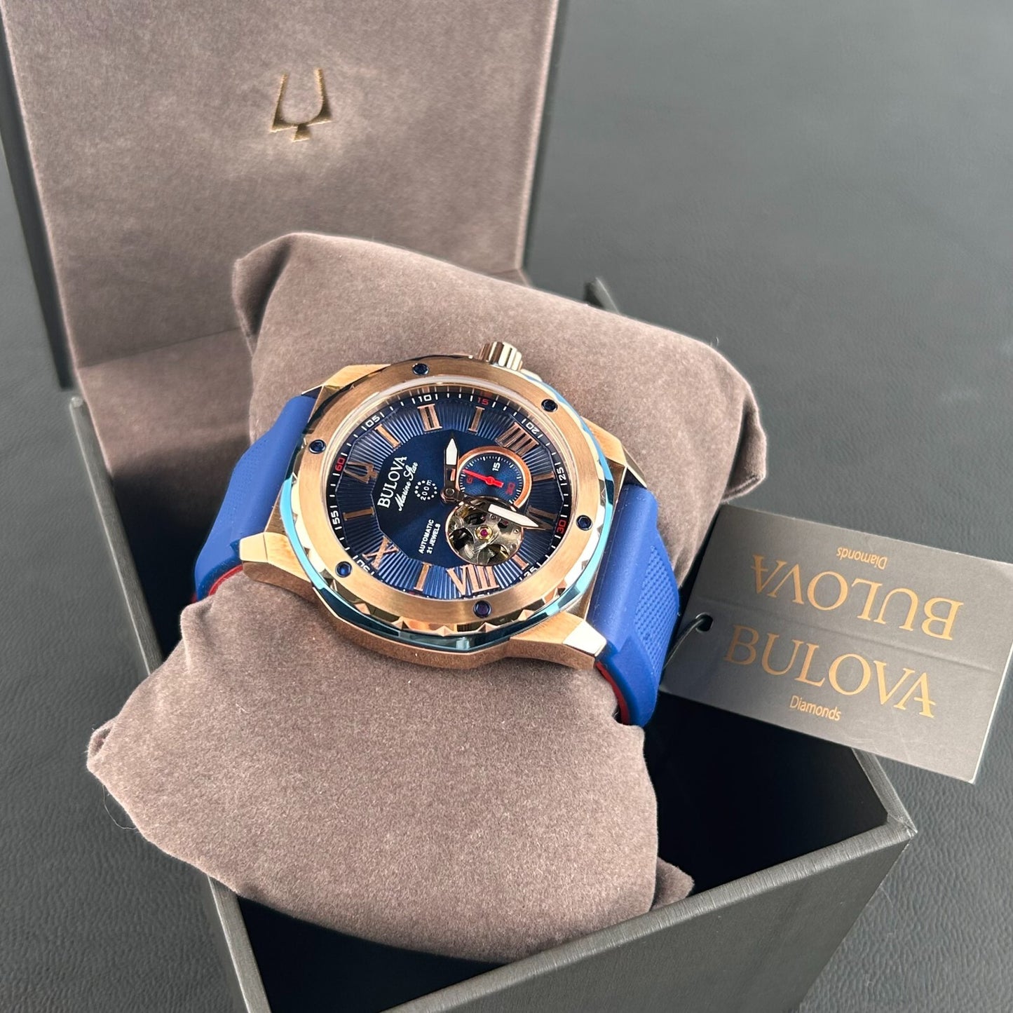 Bulova Marine Star Blue Dial-Blue Silicon Strap 98A227Automati