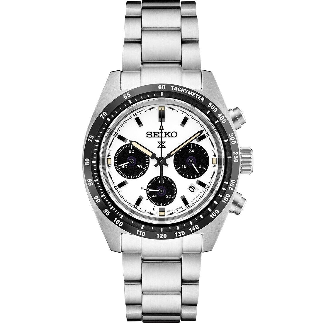 New Seiko Prospex Speedtimer White Dial Stainless Steel Bracelet Watch SSC813