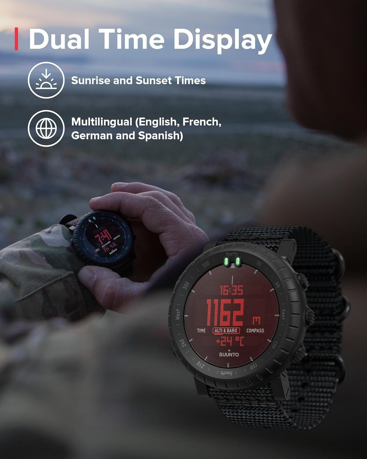 SUUNTO Core All Black Military Men'S Outdoor Sports Watch SS014279010 with Box