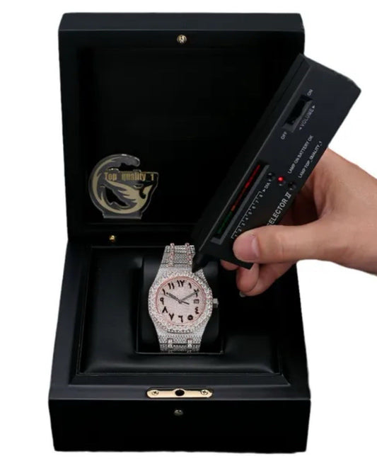 Buss down Icy Automatic VVV Mossanite Designer Watch: Comes with Box and GRA
