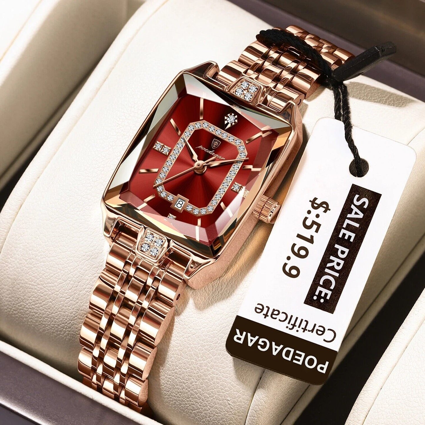 New Elegant Women'S Waterproof Stainless Steel Quartz Watch with Date Display