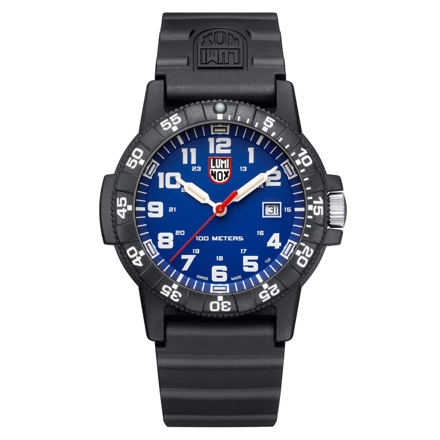 Luminox Men'S Watch Blue Dial round Quartz Black Silicone Rubber Strap 0323