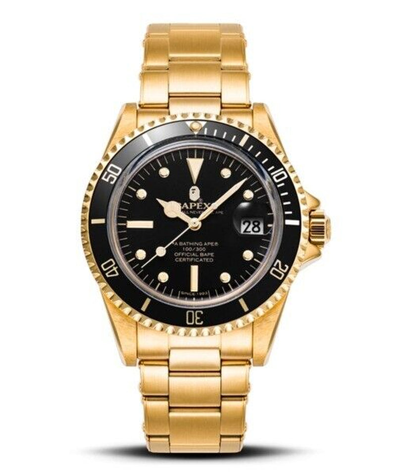A BATHING APE CLASSIC TYPE 1 BAPEX Black Gold Men'S Watch Stainless Steel JP