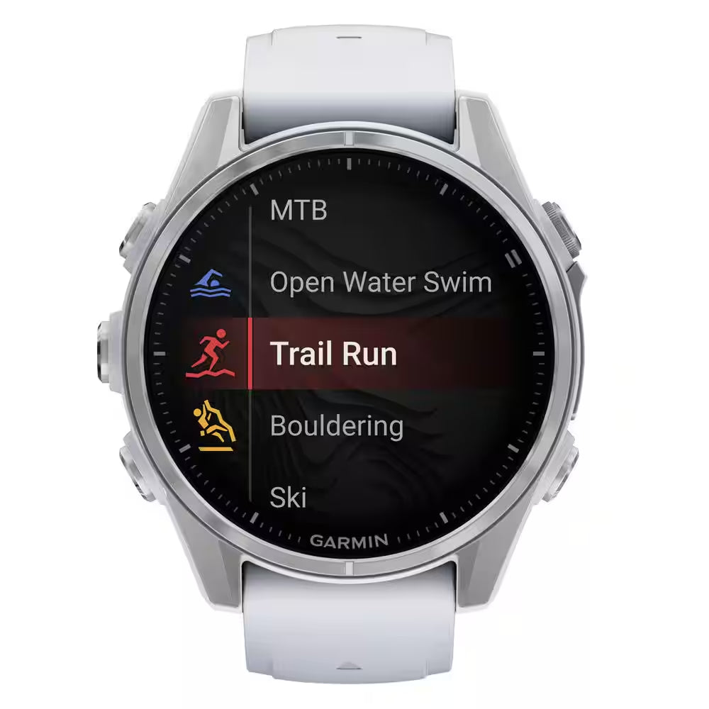 Fenix 8 AMOLED Multisport 43-Mm GPS Watch with Silicone Band 1.69 X .54 in Silver and Whitestone
