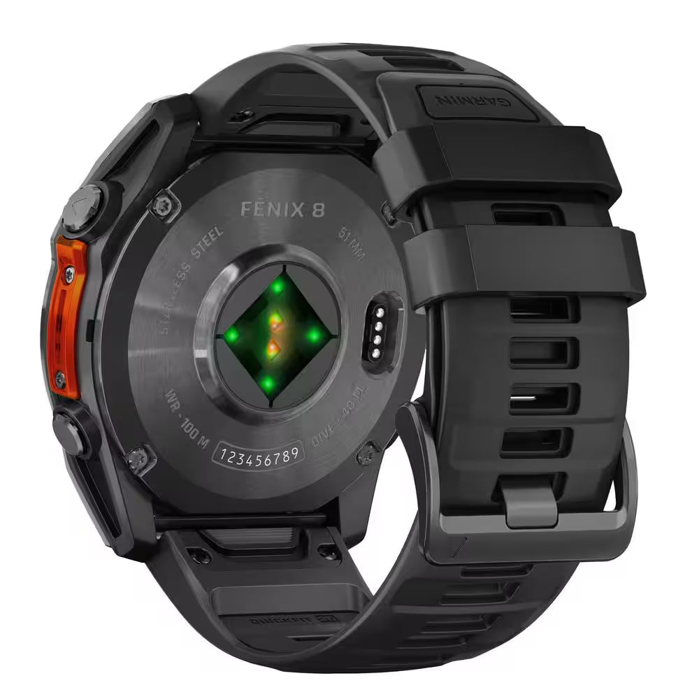Fenix 8 AMOLED Multisport 51-Mm GPS Watch with Silicone Band 2 X .58 in Slate Gray and Black