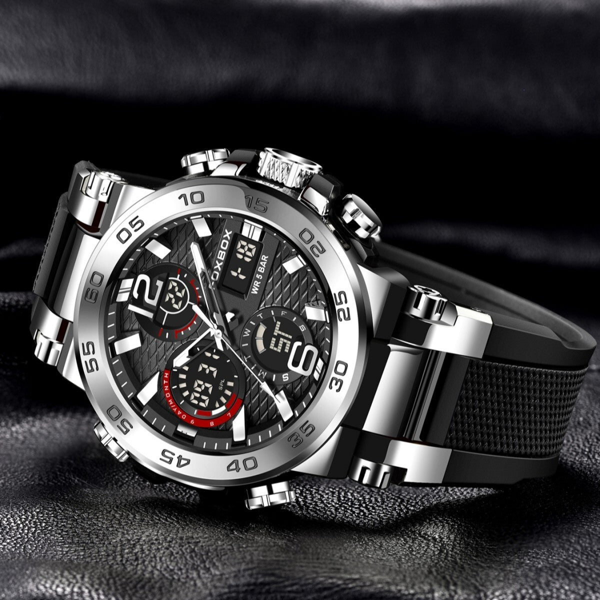 Men'S Diver Sport Wristwatch Digital Analog Quartz LED Waterproof Luxury Watches