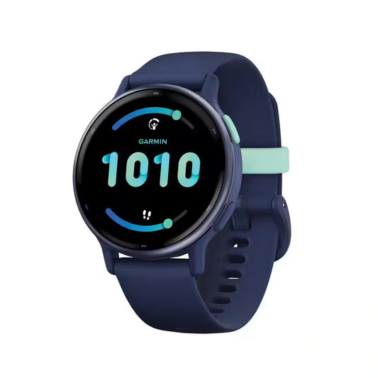 Vivoactive 5 Fitness-Tracking Smartwatch with Aluminum Bezel and Silicone Band 1.7 X .43 in Navy Blue
