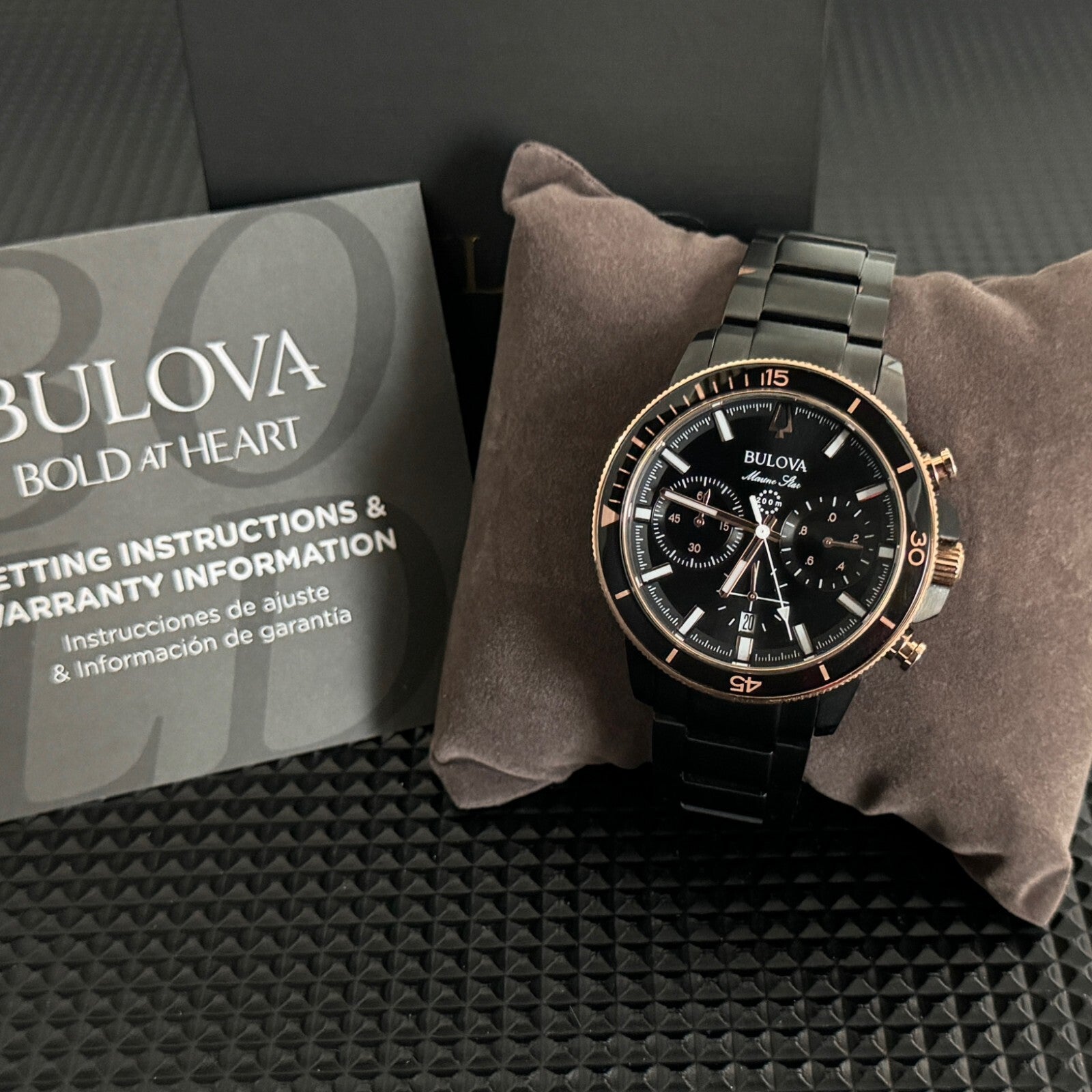 Bulova - Marine Star Black Dial Men'S Quartz Watch NEW with TAGS (98B302)