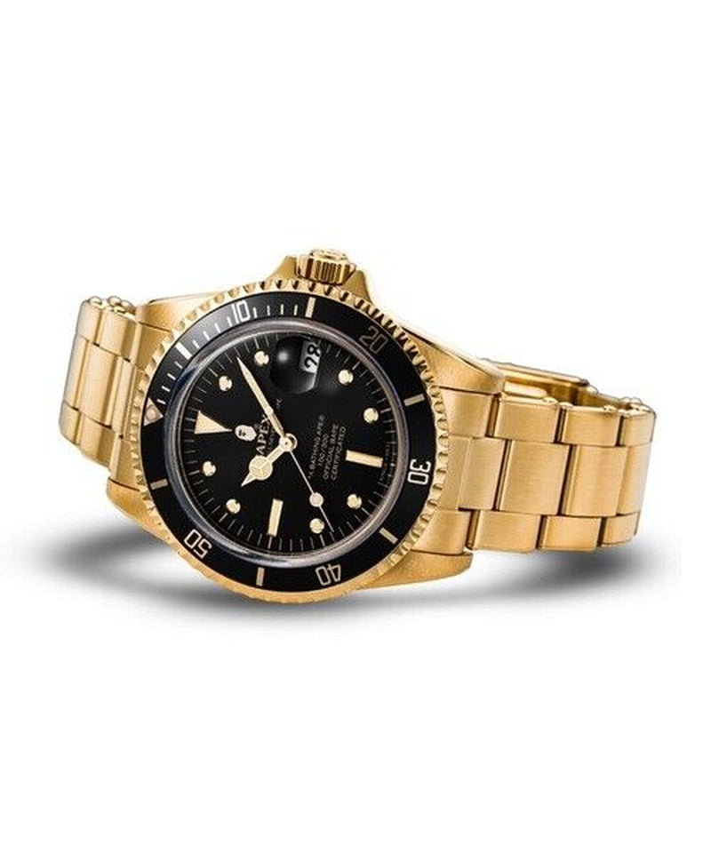A BATHING APE CLASSIC TYPE 1 BAPEX Black Gold Men'S Watch Stainless Steel JP