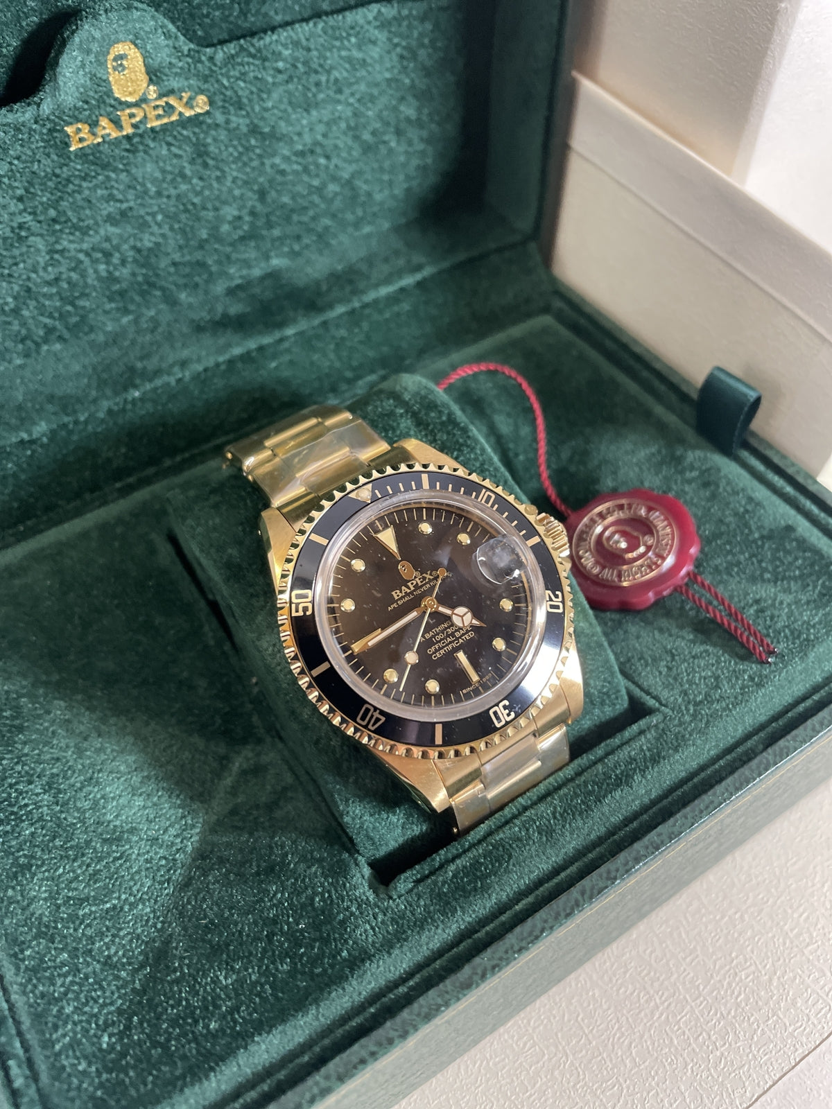 A BATHING APE CLASSIC TYPE 1 BAPEX Black Gold Men'S Watch Stainless Steel JP