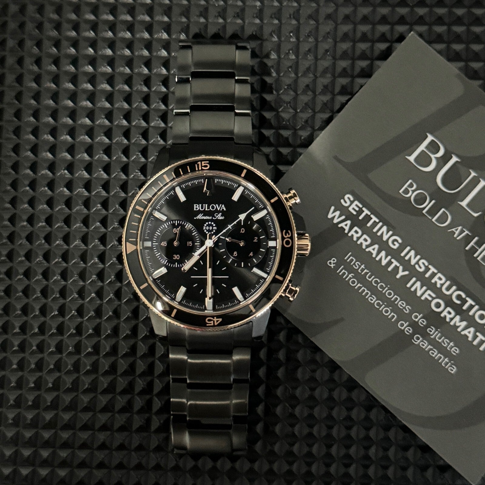 Bulova - Marine Star Black Dial Men'S Quartz Watch NEW with TAGS (98B302)