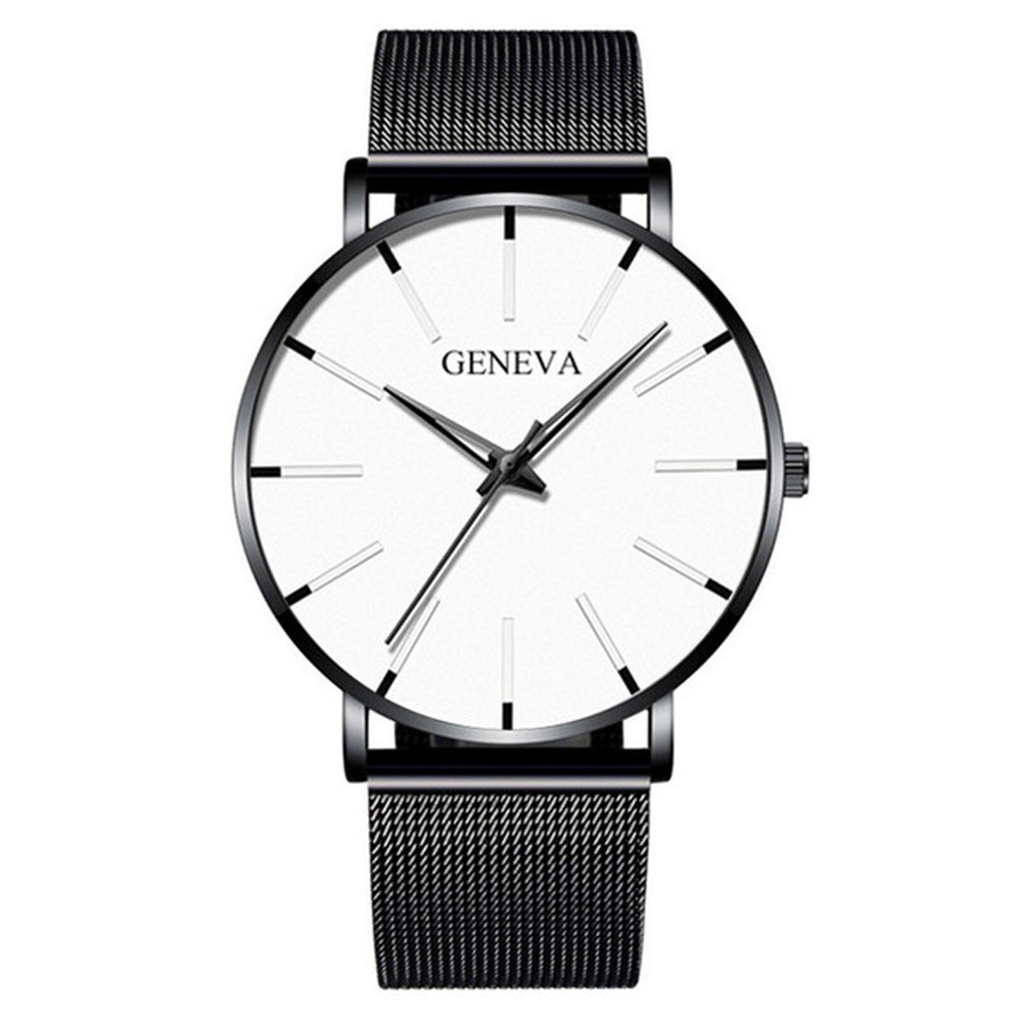 Men'S Fashion Ultra Thin Watches Business Stainless Steel Mesh Quartz Watch
