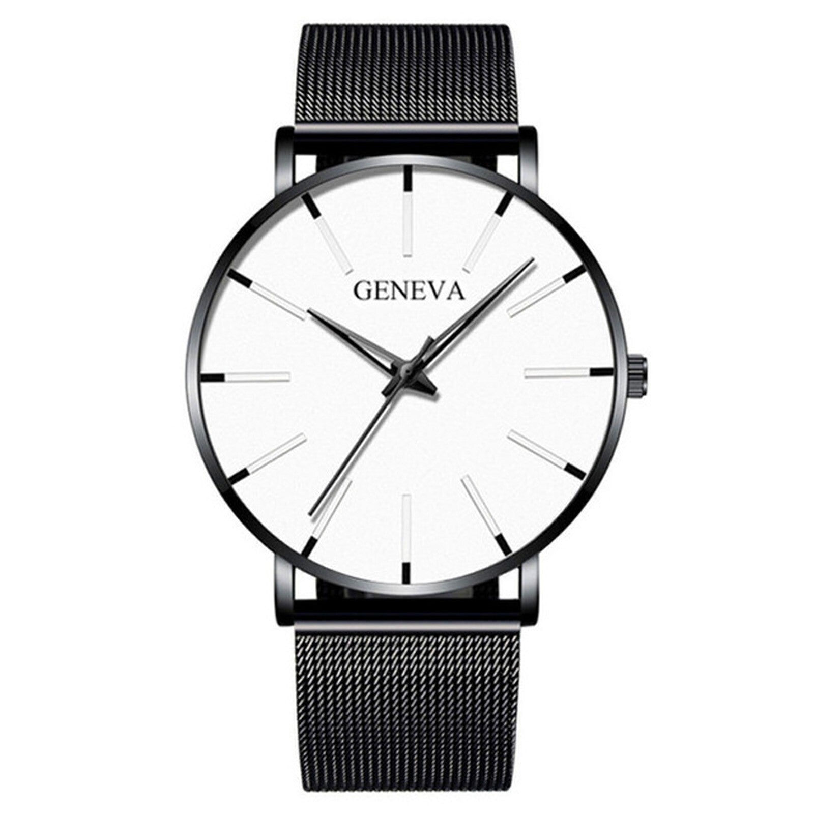 Men'S Fashion Ultra Thin Watches Business Stainless Steel Mesh Quartz Watch