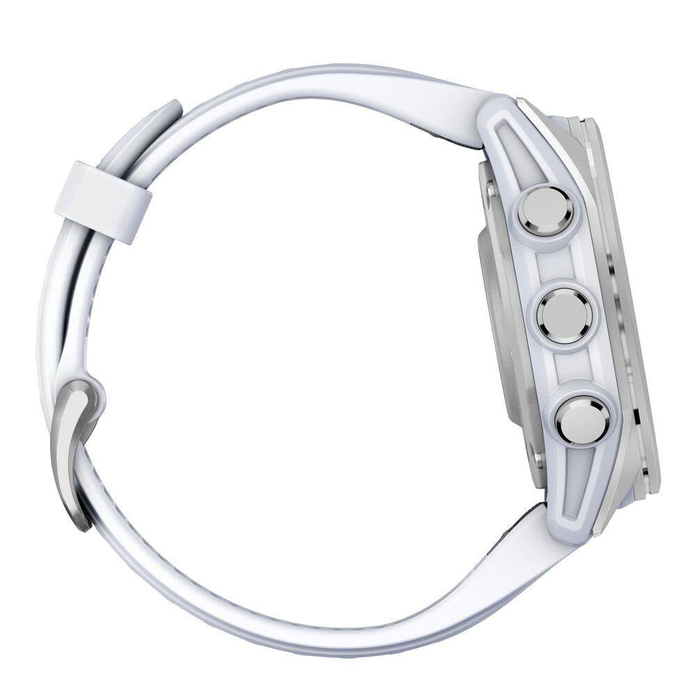 Fenix 8 AMOLED Multisport 43-Mm GPS Watch with Silicone Band 1.69 X .54 in Silver and Whitestone