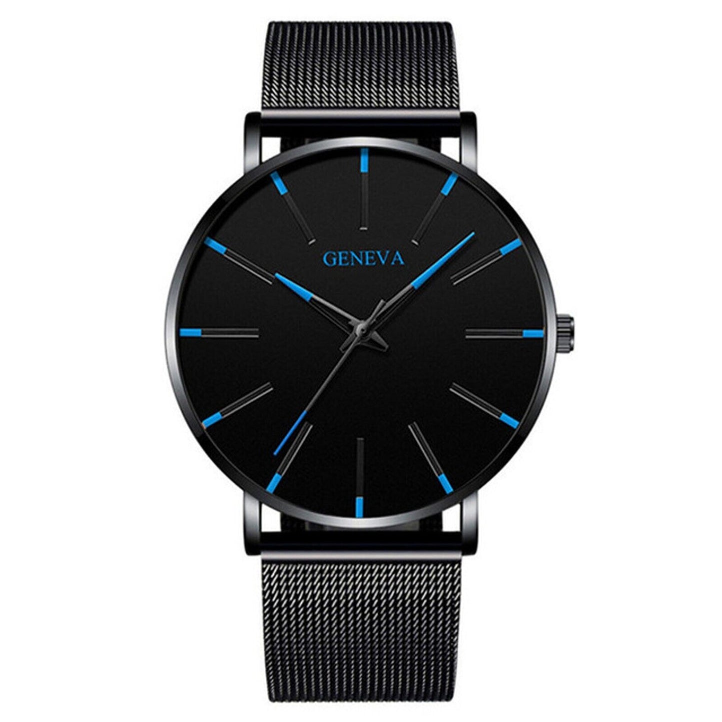 Men'S Fashion Ultra Thin Watches Business Stainless Steel Mesh Quartz Watch