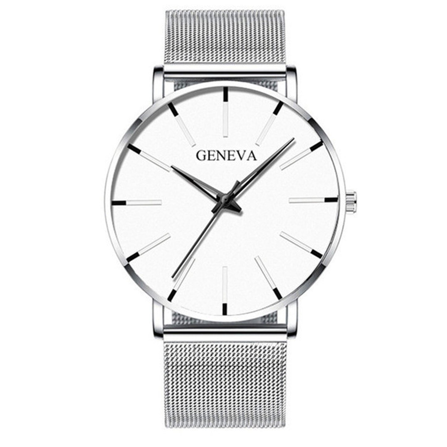 Men'S Fashion Ultra Thin Watches Business Stainless Steel Mesh Quartz Watch