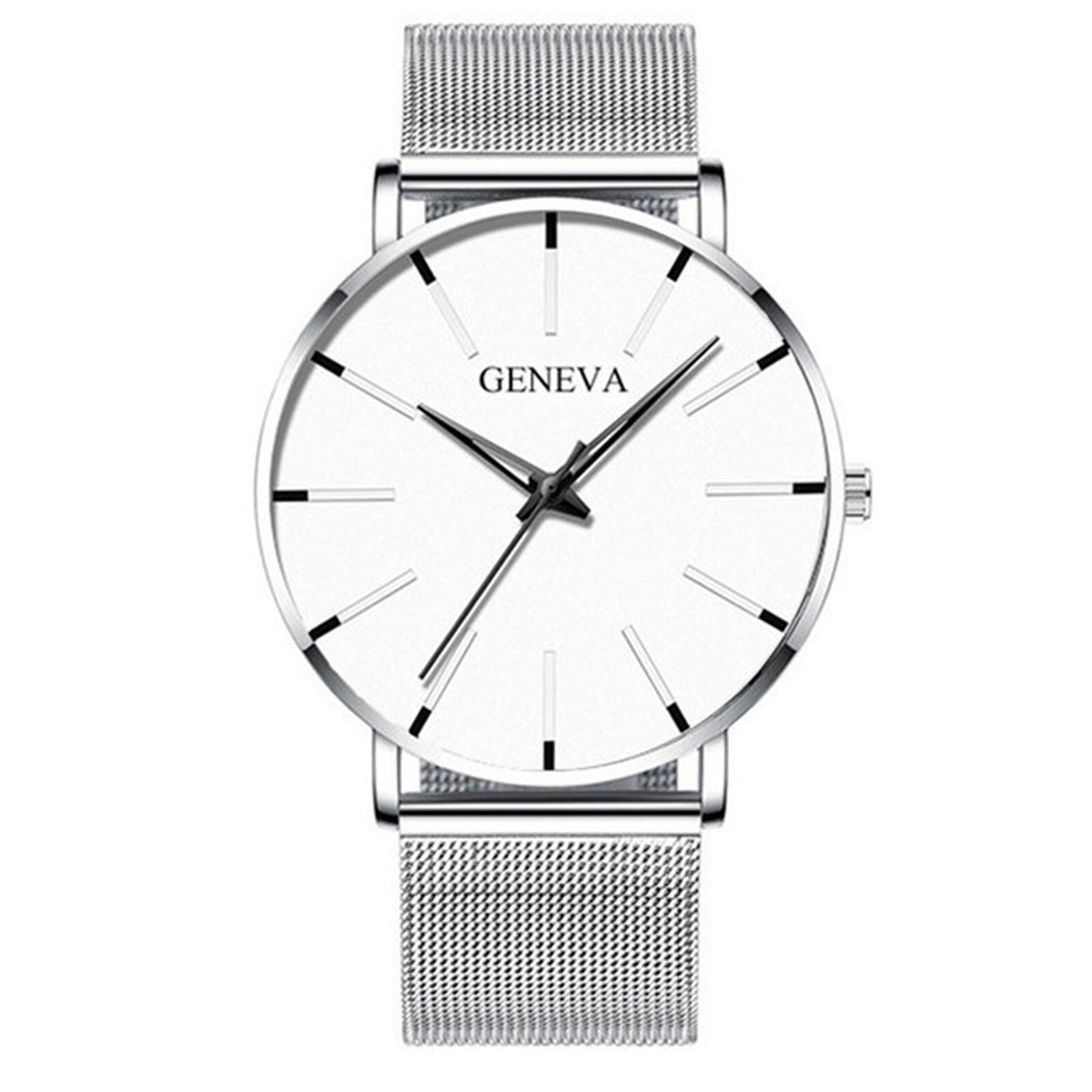 Men'S Fashion Ultra Thin Watches Business Stainless Steel Mesh Quartz Watch