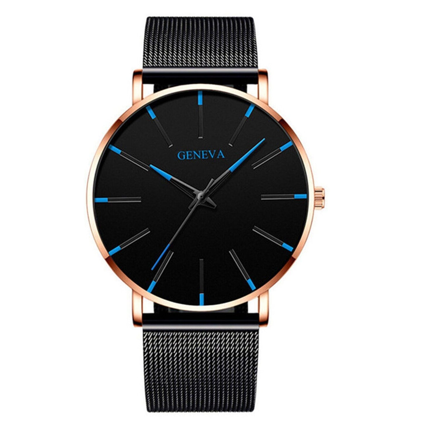 Men'S Fashion Ultra Thin Watches Business Stainless Steel Mesh Quartz Watch
