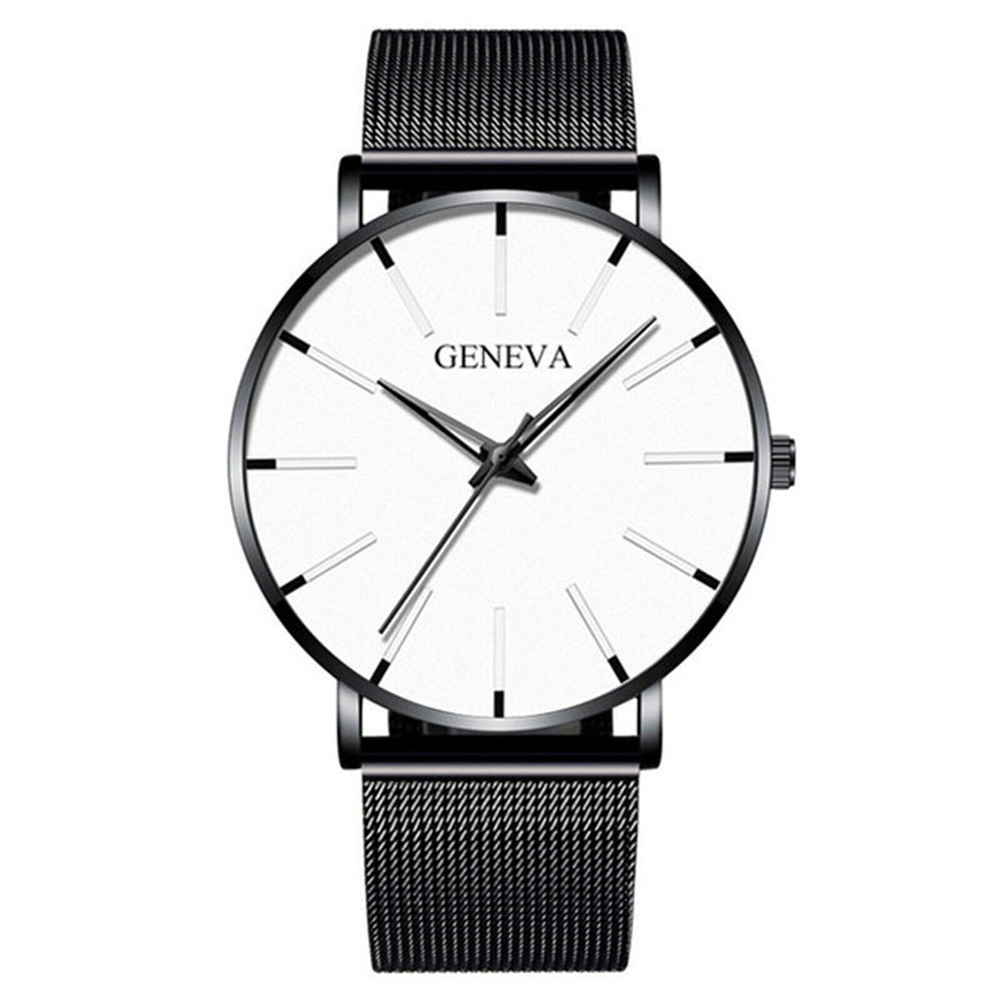 Men'S Fashion Ultra Thin Watches Business Stainless Steel Mesh Quartz Watch